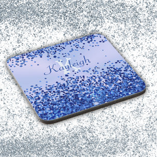 Porta-copo Monograma Simples Azul Brutado de Metal e Largura