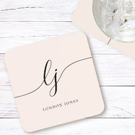 Porta-copo Monograma Simples Caligrafia Elegante Feminina