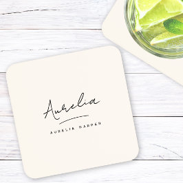 Porta-copo Monograma Simples Script Elegante Mínimo Feminina