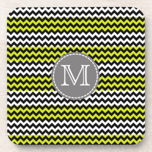 Porta-copo Monograma verde-preto-verde-quevron Zigzag