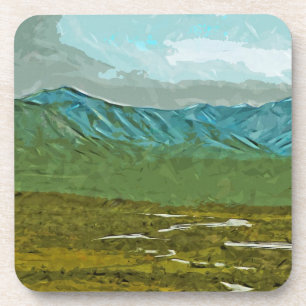 Porta-copo Montanhas e rios de Denali Abstrato