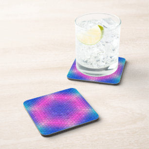 Porta-copo Mosaico Hexágono Rosa com Gradação Azul