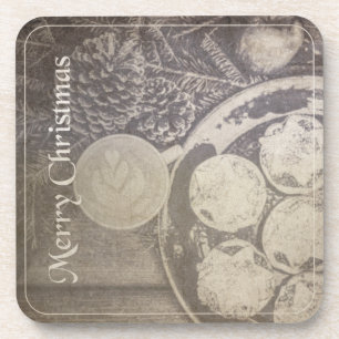Porta-copo Motivo de Natal Vintage com Biscoitos e Café
