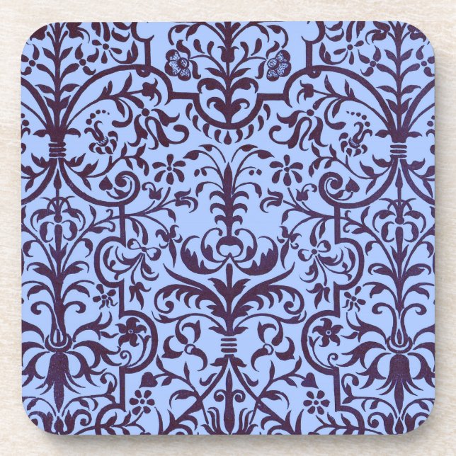 Porta-copo Motivo vitoriano em azul (Frente)
