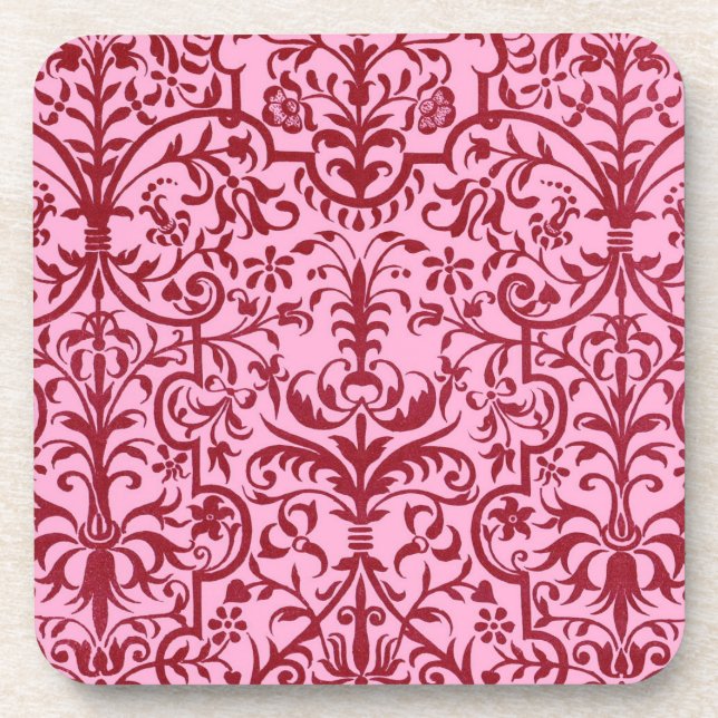 Porta-copo motivo vitoriano em rosa (Frente)