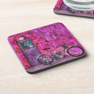 Porta-copo Moto Antiga Rosa Vintage em Beco