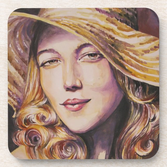 Porta-copo Mulher com chapéu (Frente)