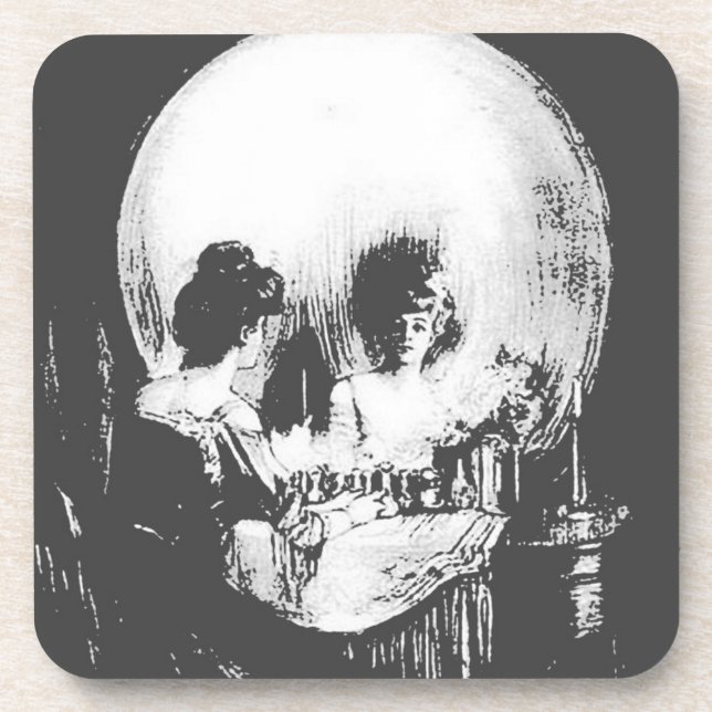 Porta-copo Mulher com Reflexão do Crânio Halloween Espelhada (Frente)