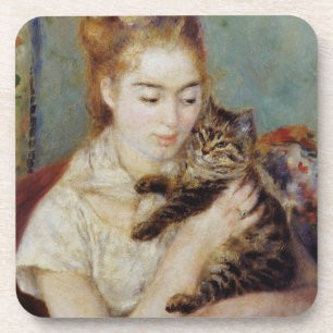 Porta-copo Mulher com um gato por Pierre-Auguste Renoir