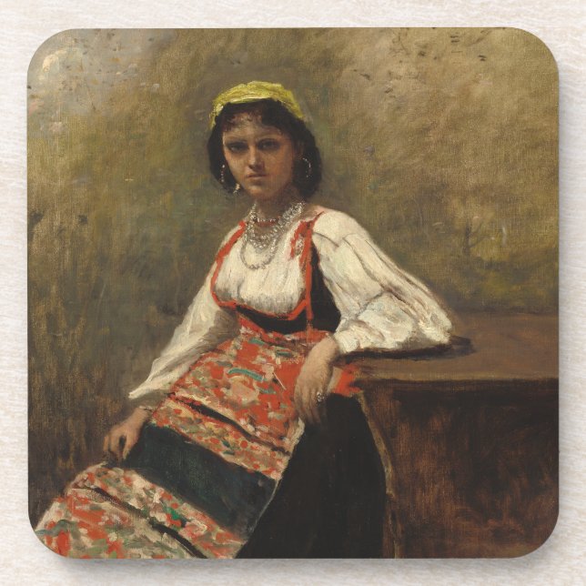 Porta-copo Mulher italiana (La Morieri) por Corot (Frente)