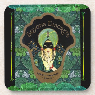 Porta-copo Mulher mascarada art déco vintage soyons discrets
