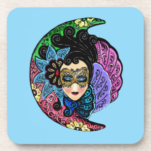 Porta-copo Mulher mascarada e lua crescente