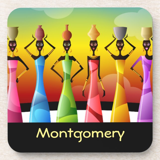 Porta-copo Mulheres Africanas Personalizadas com Potéria (Frente)