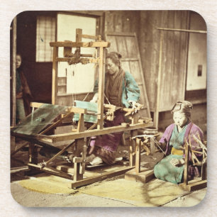 Porta-copo Mulheres japonesas que tecem, c.1890 (phot