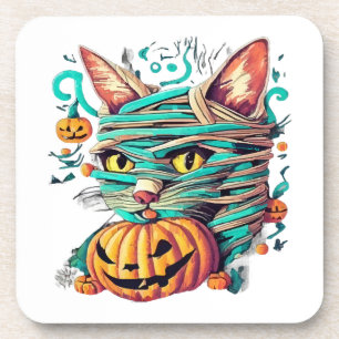 Porta-copo Múmia Divertida de Gato no Halloween