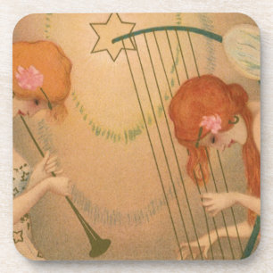 Porta-copo Música Antiga Anjos Músicos Flauta Harpa Vitoriano