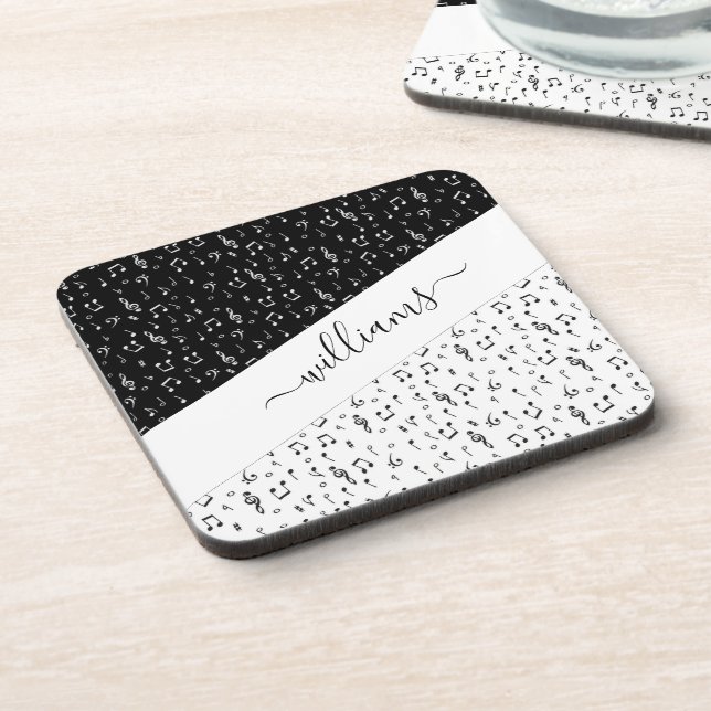 Porta-copo Musical personalizado preto e branco (Left Side)