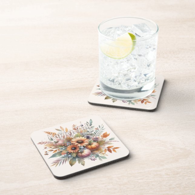 Porta-copo Na moda Happy Fall Pumpkin Flower Buquê Motif (Lado Direito)