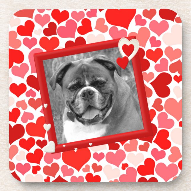Porta-copo Namorados Boxer Dog Hearts (Frente)