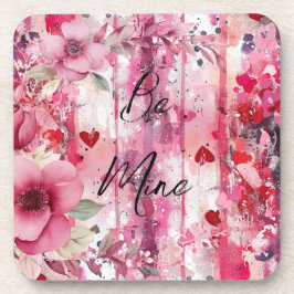 Porta-copo namorados de corações florais rosa dramático