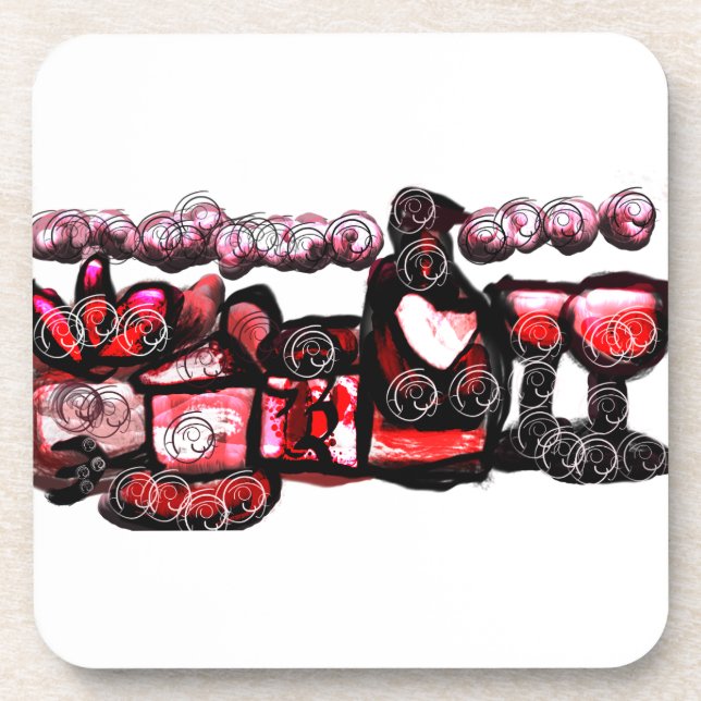 Porta-copo Namorados vermelho de vinho tinto (Frente)