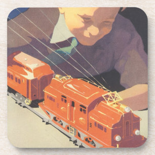 Porta-copo Natais vintages, Garoto Brincando com Trem de Brin