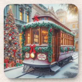 Porta-copo Natais vintages Streetcar na neve