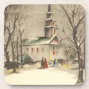 Porta-copo Natal Antigo, Igreja na Paisagem Invernal