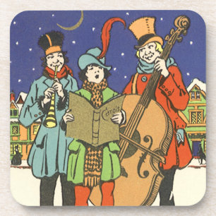 Porta-copo Natal Antigo, Músicos Cantando Canções de Natal co