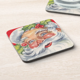 Porta-copo Natal Antigo, Papai Noel Alegre com seu Chapéu