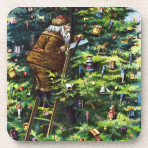 Porta-copo Natal Antigo, Papai Noel Vitoriano com Árvore