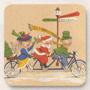 Porta-copo Natal Antigo, Papai Noel Vitoriano de Bicicleta