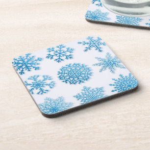 Porta-copo Natal clássico de flocos de neve brancos e azuis