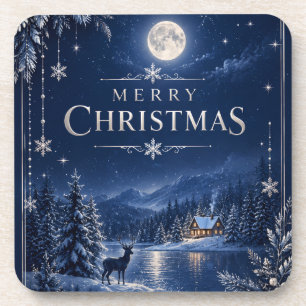 Porta-copo Natal de Inverno Elegante, Meia-Noite Azul Florest