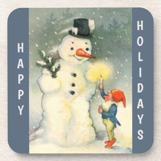 Porta-copo Natal do Retro Snowman e Elf (Frente)