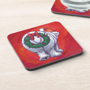Porta-copo Natal do urso polar no vermelho