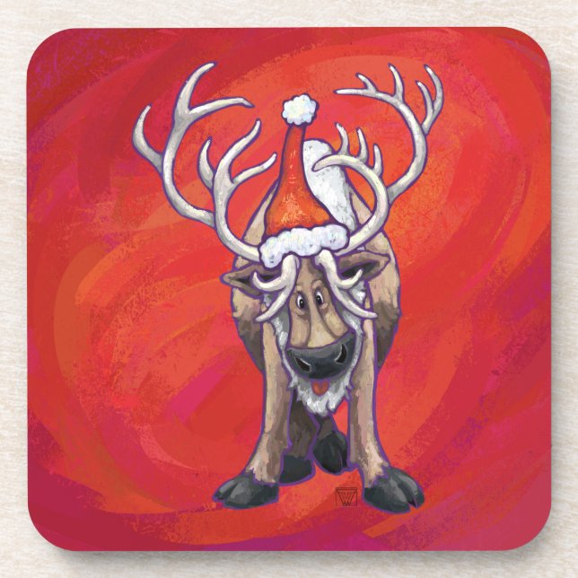 Porta-copo Natal dos Renrues no Verde (Frente)