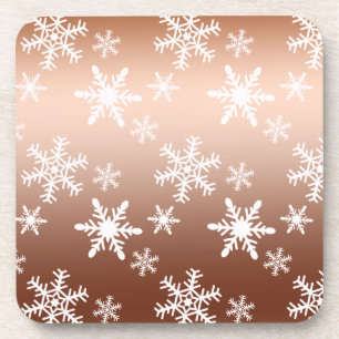 Porta-copo Natal Dourado com flocos de neve brancos