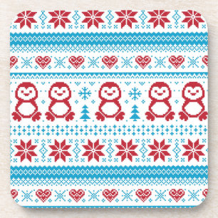 Porta-copo Natal e teste padrão feito malha inverno