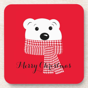 Porta-copo Natal, focinho de urso, urso polar, vermelho, bran