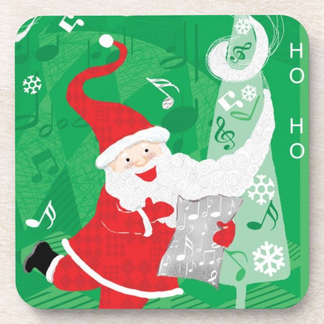 Porta-copo Natal fofo, Papai Noel cantando e dançando (Frente)