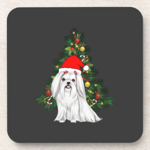 Porta-copo Natal Maltês, Xmas Maltês Cachorro com chapéu de P
