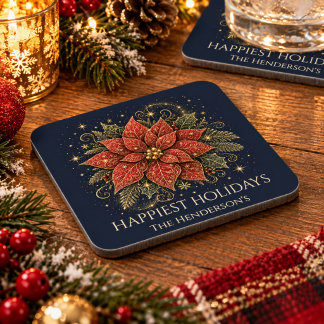 Porta-copo Natal nas Estrelas | Poinsettia