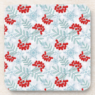 Porta-copo Natal, Rowan, vermelho, branco, flocos de neve, Ro