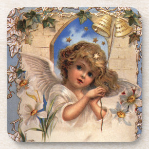 Porta-copo Natal vintage, anjo do Victorian com Bels Dourados
