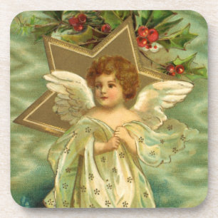 Porta-copo Natal vintage, anjo do Victorian com estrelas