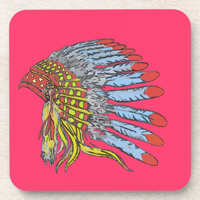 Porta-copo Native American Headdress, adicione texto (Frente)