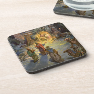 Porta-copo Natividade do natal vintage com Magi de visita