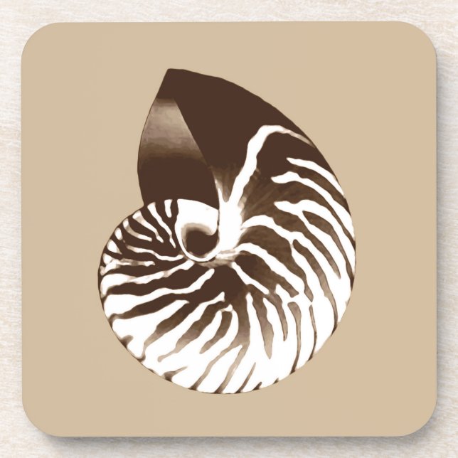 Porta-copo Nautilus shell - castanho, branco e bege (Frente)