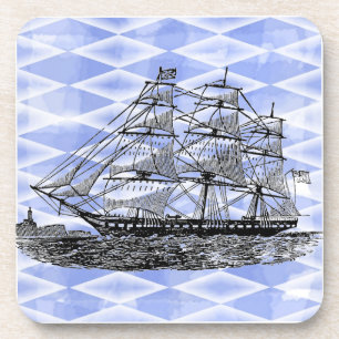 Porta-copo Navio antigo em azul